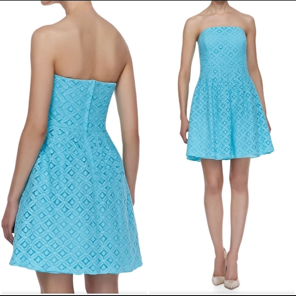 Lilly Pulitzer Turquoise Blue Strapless Dress - Size 0